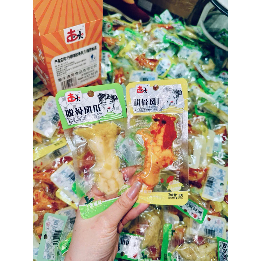 Chân Gà Rút Xương Muối Ớt Xanh Thơm Ngon Gói 20g