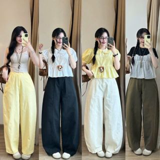 Quần Kaki Thô Mềm Joolate form ống rộng dáng suông Có Chun Lưng Maia 441 P1K3