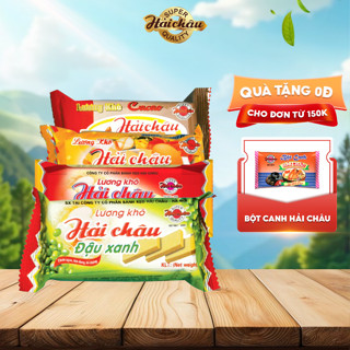 Thùng 100 Chiếc Lương Khô Hải Châu  Mix 4 Vị Ca cao, Dinh dưỡng, Đậu xanh, Tổng hợp 65g