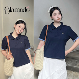 Áo Polo Nữ Glamado Phối Tay, Áo Polo Tay Ngắn, Chất Liệu Cotton Em Bé Mềm Mát A20