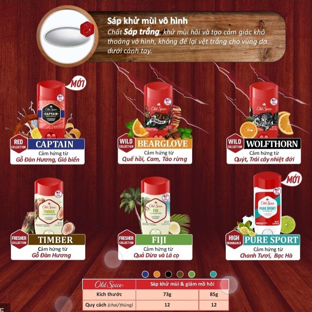 [Chính hãng] Lăn Sáp khử mùi Old Spice 73g/85g Bearglove I Wolfthorn I Timber I Fiji