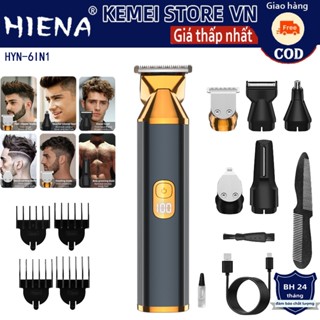 HIENA Máy Cạo Lông Cắt Tóc Tỉa Lông Mũi Lông Mày 6 in 1 Đa Năng Cạo Râu Tỉa Lông Bikini Lưỡi Thép Không Gỉ Màn Hình LED