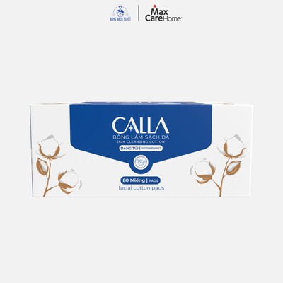 Bông làm sạch da Calla dạng túi 80 Miếng/Hộp, tẩy trang xỏ ngón Bạch Tuyết, Cotton Tự Nhiên, Mềm Mịn