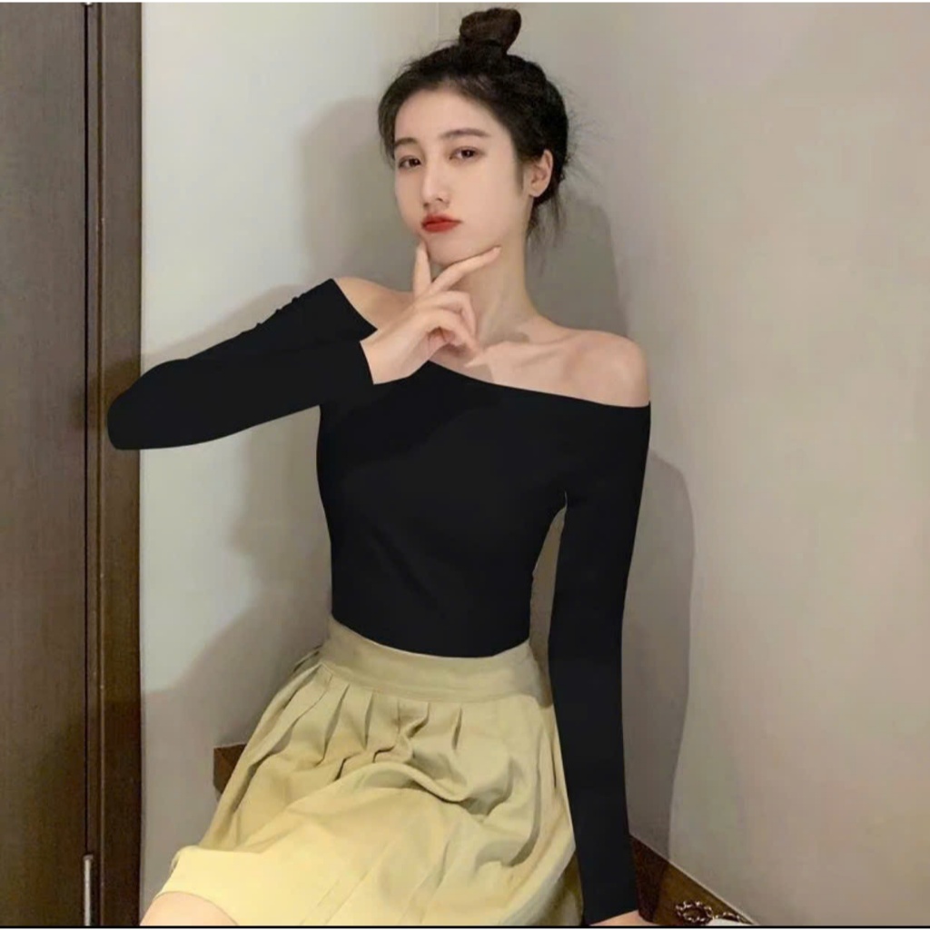 Áo Trễ Vai Dài tay sang trọng, Cá Tính, Dễ phối đồ. Tú Linh Clothing Cotton