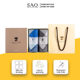 Khăn Mùi Xoa Nam Kẻ Caro Cotton Mềm Mại Thấm Hút Mồ Hôi Tốt Lịch Lãm Quý Ông Kèm Hộp Quà Tặng (KMX-L15)