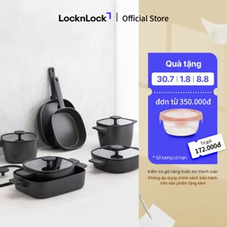 Nồi, chảo chống dính hình vuông LocknLock Square-IH dùng được bếp từ nắp kính silicone