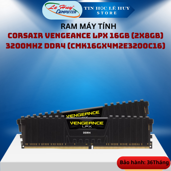 Ram PC Corsair Vengeance LPX 16GB(2x8GB) 3200MHz DDR4 (CMK16GX4M2E3200C16) - Hàng Chính Hãng