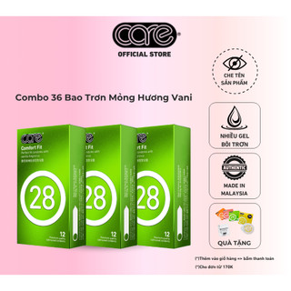  Combo 36 Bao Cao Su Mỏng Trơn CARE 28 Nhiều Gel Bôi Trơn Bcs Kéo Dài Quan Hệ Truyền Nhiệt Tốt 