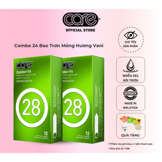  Combo 24 Bao Cao Su Mỏng Trơn CARE 28 Nhiều Gel Bôi Trơn Bcs Kéo Dài Quan Hệ Truyền Nhiệt Tốt 