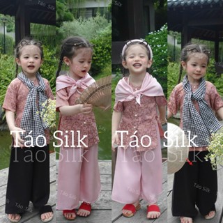 Bà Ba Tay Ngắn Xưa Cho Bé Gái Từ (8kg-40kg), Bao Gồm Áo Và Quần (Ảnh Shop Chụp)