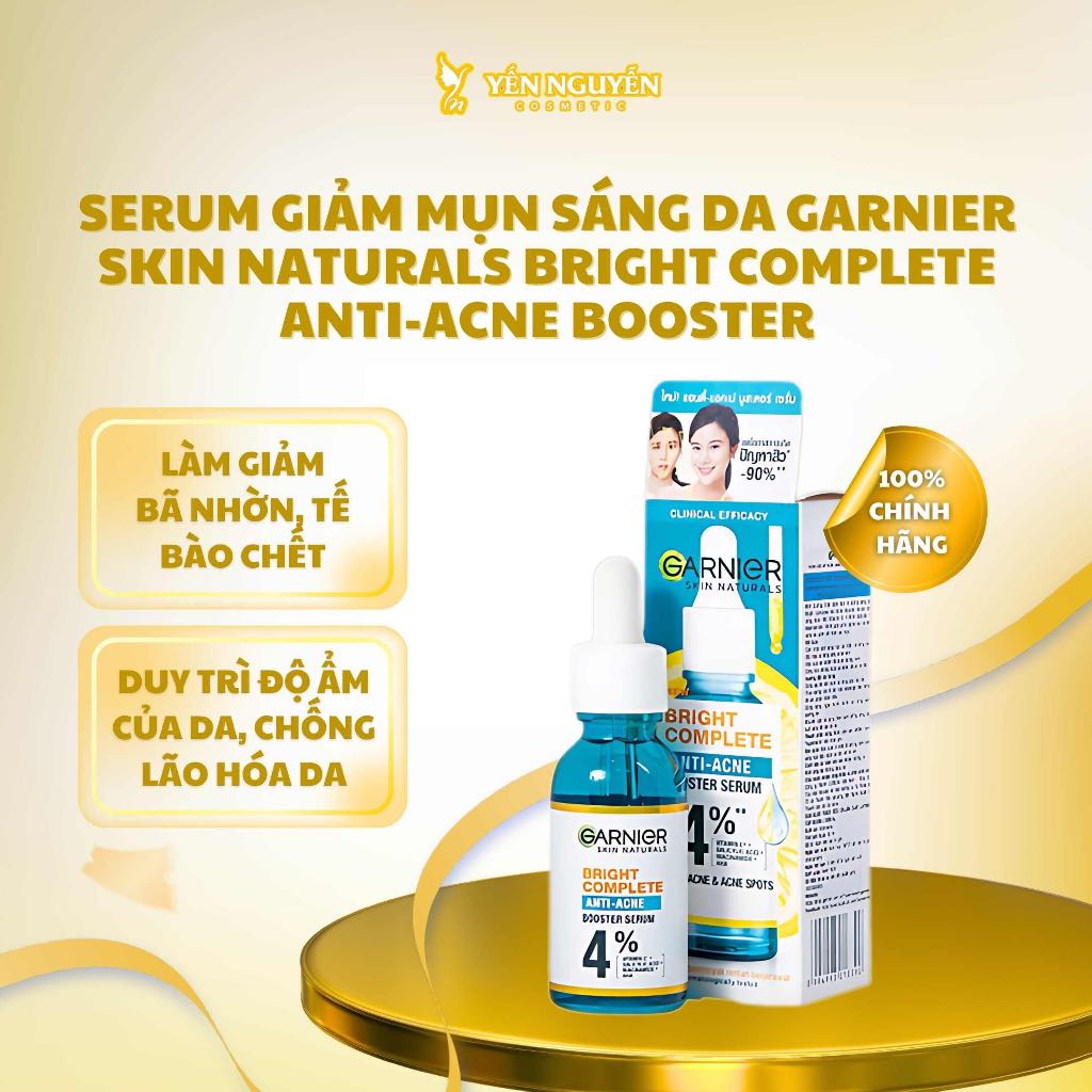 Serum Giảm Mụn Sáng Da Garnier Skin Naturals Bright Complete Anti-Acne Booster 30ml