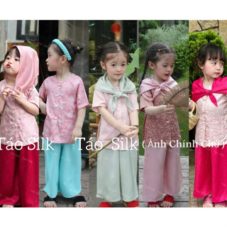 Bộ Bà Ba Cho Bé Gái Táo Silk Gồm Áo, Quần Vải Cao Cấp (Ảnh Shop Chụp)