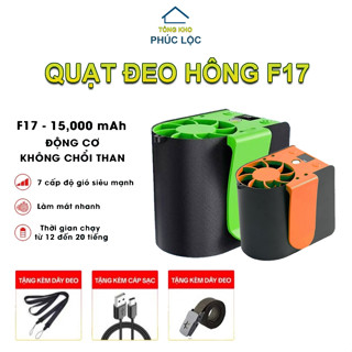 [ Pin 15000mAh ] Quạt Mini Đeo Thắt Lưng F17 - Động Cơ Không Chổi Than - 7 Cấp Độ Gió