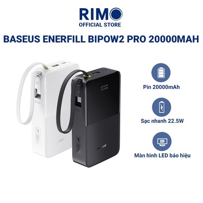 Sạc dự phòng Baseus Enerfill Bipow 2 Pro màn hình số 10.000mAh/20.000mAh 22.5W