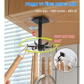 Giá Treo Đồ Nhà Bếp 6 Móc Treo Vá Muỗng Muôi Thìa Đa Năng Xoay 360° Kèm Miếng Dán Tường Siêu Dính