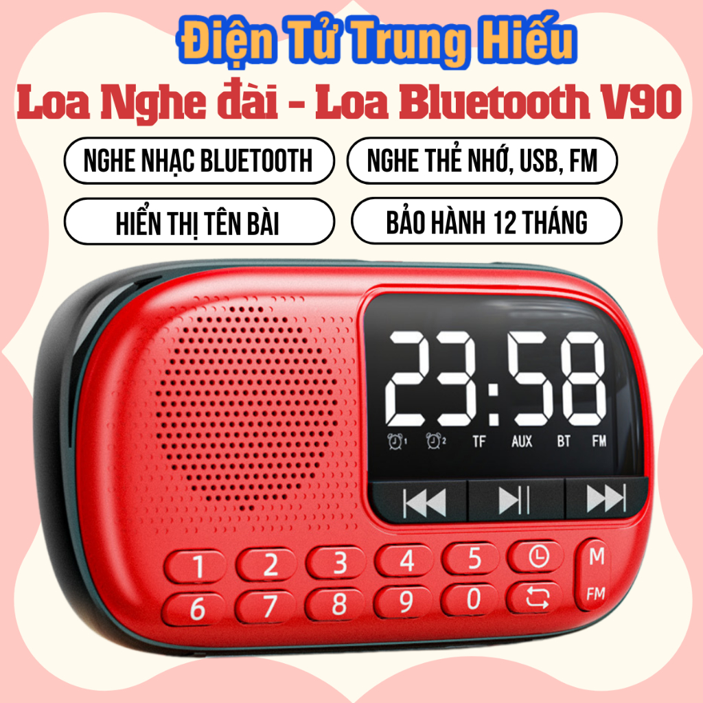 Loa đài Bluetooth V90 ,Loa đài đa năng Craven 3 pin 853 836s, Loa nghe pháp, Loa đài radio nhỏ gọn tiện lợi - BH 6T