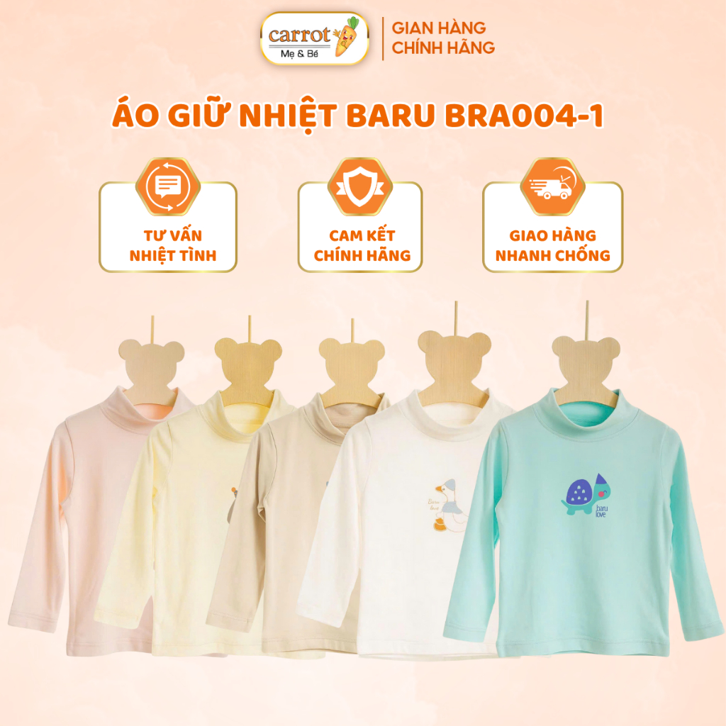 Áo Giữ Nhiệt Baru BRA004-1 Cho Bé, Áo Cổ Lọ BARU BABY Vải Bamboo Cao Cấp