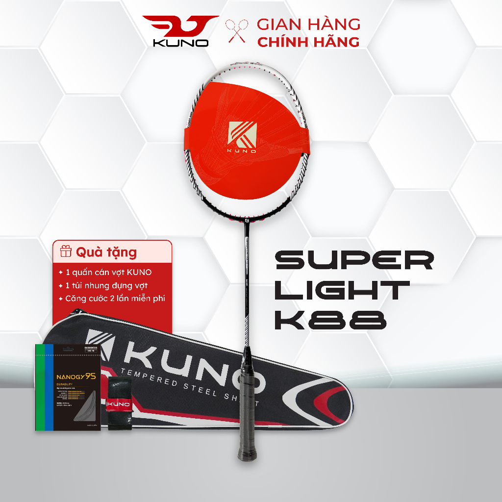  Vợt Cầu Lông KUNO Super Light K88 Full Carbon Công Thủ Toàn Diện 6U Siêu Nhẹ Vợt Căng Sẵn 10.5kg 