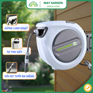 Bộ vòi tưới cây tự thu 10m/20m/30m MAY GARDEN, Rulo cuộn ống tự động, cuộn ống tưới sân vườn cao cấp