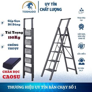  TOSHSUDO - THANG CHỮ A GẤP GỌN CÓ TAY VỊN 3 - 4 - 5 BẬC THÉP CHỐNG TRƯỢT   HÀNG NHẬP KHẨU 