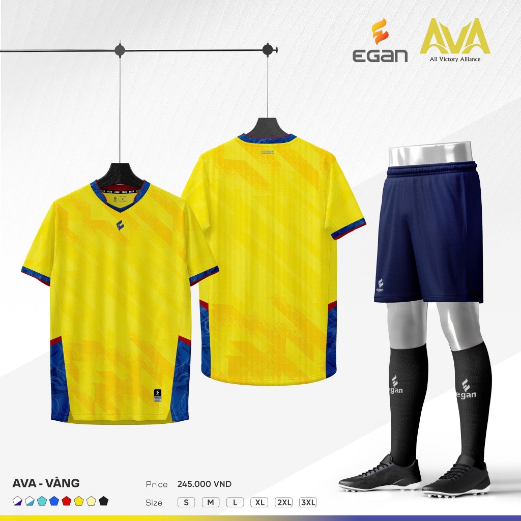 EGAN - Bộ Bóng Đá Egan AVA VÀNG, Form áo chuẩn thi đấu, Logo sang trọng, Chất vải cao cấp