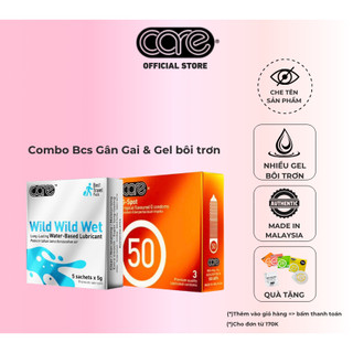  COMBO 3 bao cao su gân gai CARE 50 hương rừng nhiệt đới   và Hộp 5 Gel bôi trơn gốc nước không mùi. 