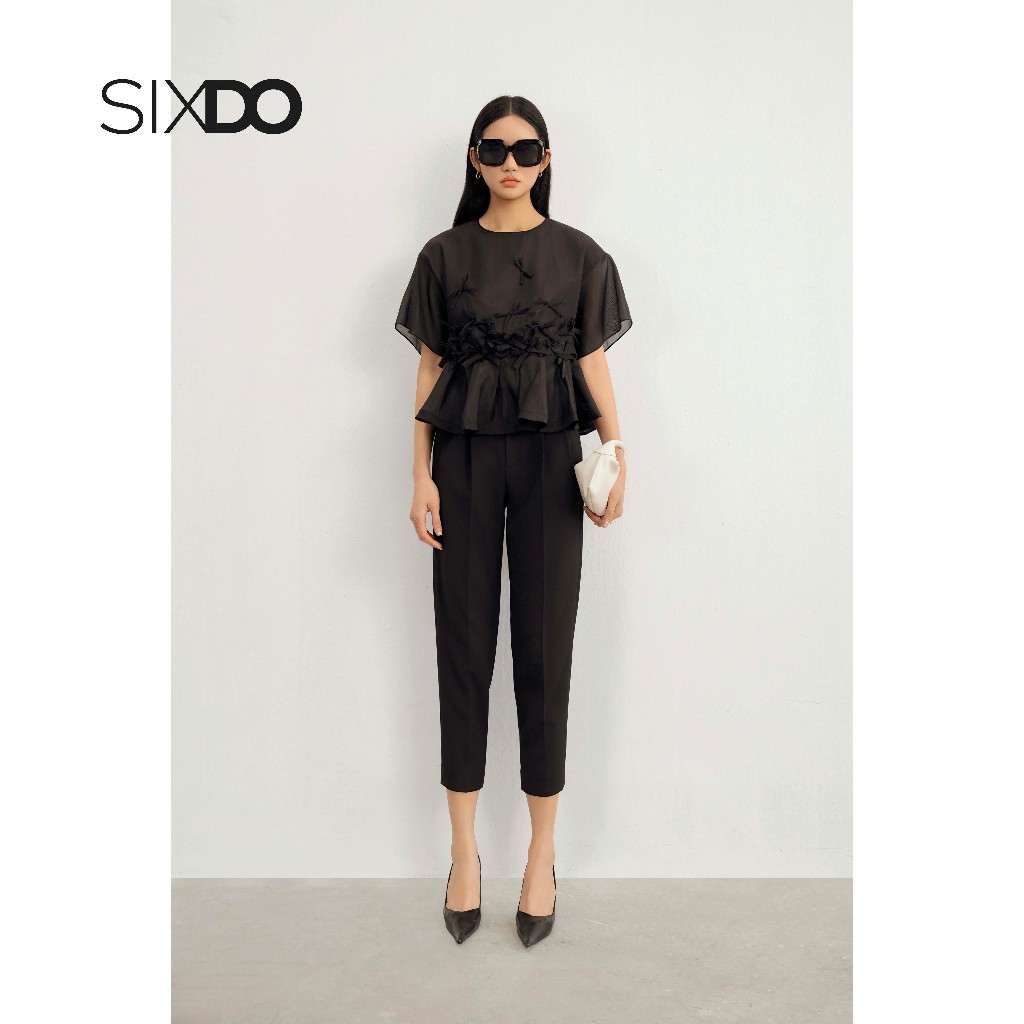 Quần âu baggy đen nữ SIXDO (Black Woven Baggy Pants)