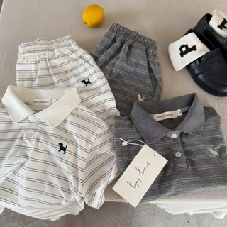  Bộ Quần Áo Cộc Tay Bé Trai Áo Polo+Quần Short Phối Kẻ Chất Cotton 4c Cao Cấp,Sét Đồ Ngắn Tay Cho Bé 