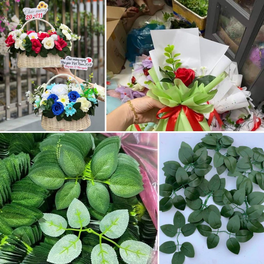 Lá hồng 1kg dùng trang trí cho các giỏ quà bó hoa....
