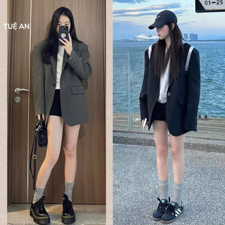 Áo blazer nữ màu xám đậm ô liu sang trọng trẻ trung,Áo khoác vest ngắn thời trang nữ Q.C cao cấp [MÃ TA 344]