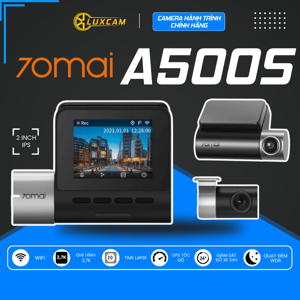 Camera hành trình 70mai A500S Pro Plus+, Ghi hình 2K, Bản Quốc Tế Chính Hãng - Bảo hành 12 Tháng