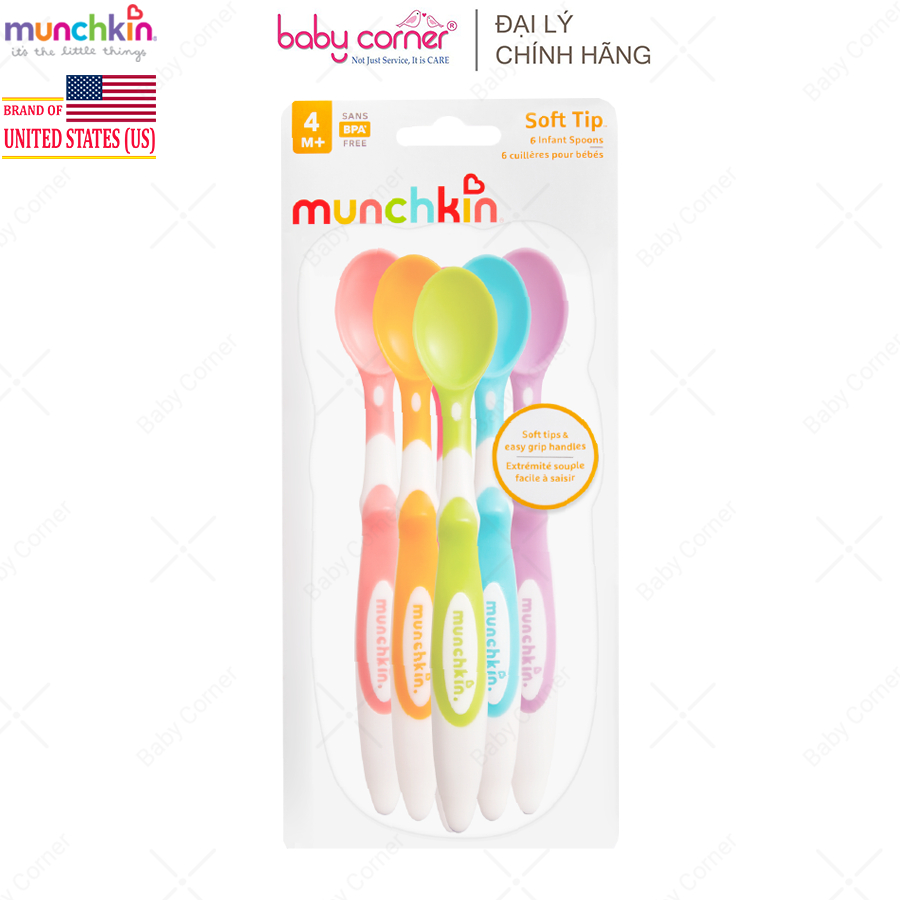 Muỗng/ Thìa Mềm, Thìa Báo Nhiệt Munchkin Cho Bé Ăn Dặm 3M+