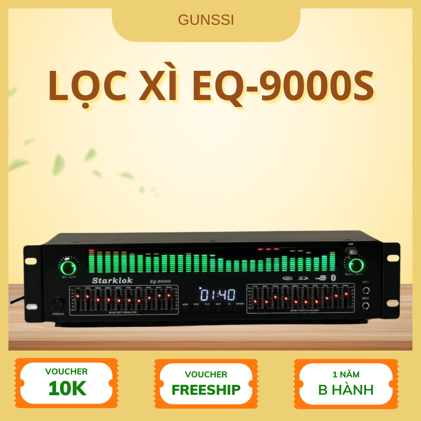 Lọc xì Starklok EQ-9000S – Equalizer 2 Kênh, Hiển Thị LED, USB/SD, Âm Thanh Chuẩn, Có Remote