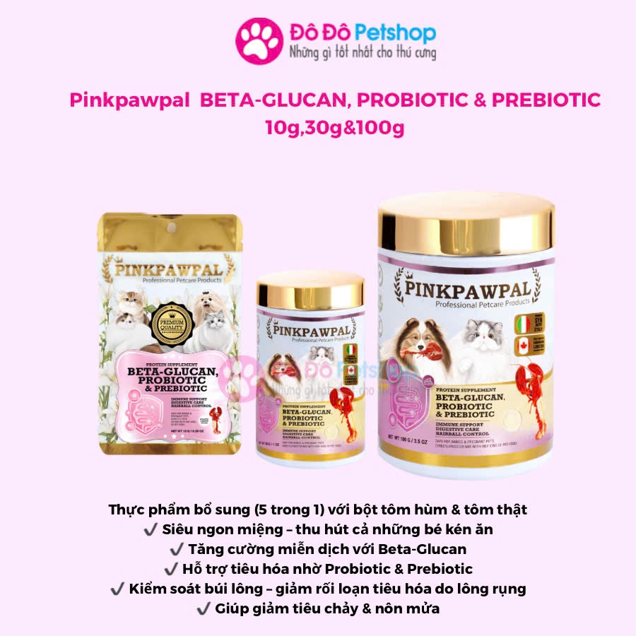 Pinkpawpal Beta-Glucan, Probiotic & Prebiotic