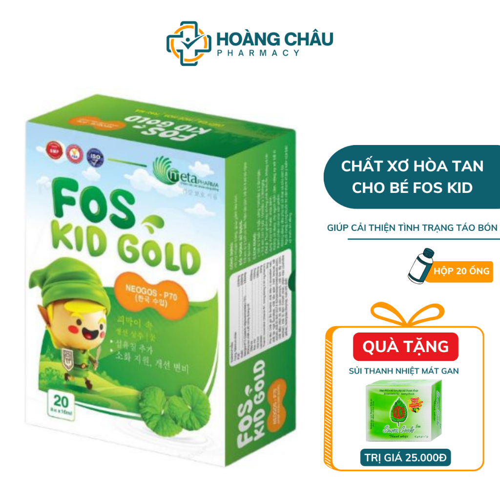 Siro Chất Xơ Hòa Tan FOS KID GOLD – Bổ Sung Inulin, Diếp Cá, Hỗ Trợ Hết Táo Bón Cho Trẻ, Hộp 20 Ống