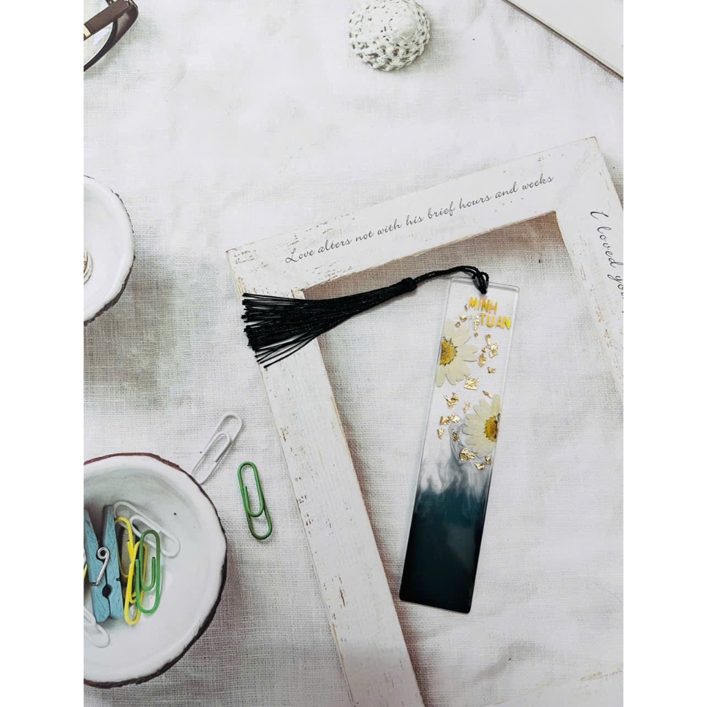 Bookmark Kẹp Sách Hoa Khô Trong Suốt – Handmade Trang Trí Journal, Bullet Journal