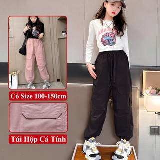 Quần Dài Jogger Túi Hộp Cho Bé Gái Kookoo Vải Xi Giãn Co Giãn Nhẹ, Jogger Túi Hộp Cá Tính Cho Bé Gái Tại Xốp