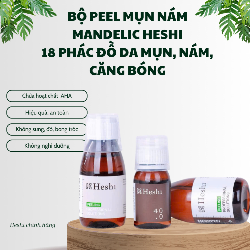 [Tặng kem calming] BỘ KỸ THUẬT MANDELIC HESHI PEEL MỤN, NÁM, CĂNG BÓNG