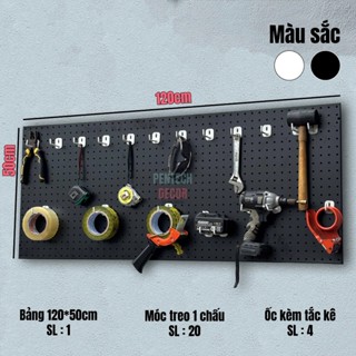 Combo Bảng Pegboard kim loại treo tường cao cấp, bảng lỗ Pegboard decor treo phụ kiện, tấm tôn lỗ treo đồ nghề