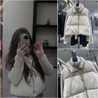 [Deal Đầu Mùa] Áo Phao Xám Tay Len Cổ Bẻ Zra QC