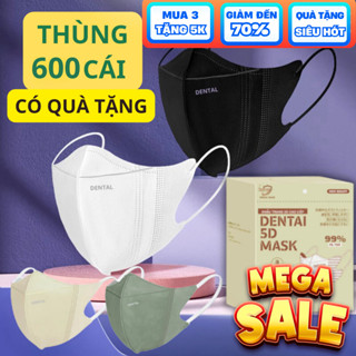 ( Tặng 10 cái ) Sỉ thùng 600 cái khẩu trang 5D DENTAL MASK chính hãng chống tia Uv,Nắng và Bụi Mịn