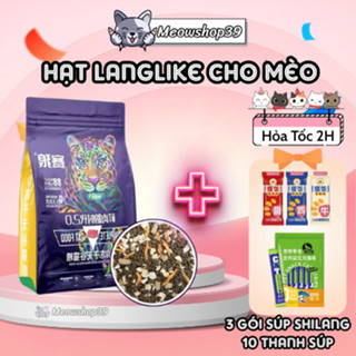 Thức ăn hạt khô LANGLIKE cho mèo 100% thịt thật,đa dạng Topping.