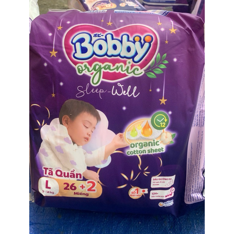 COMBO 2 GOI TÃ QUẦN CAO CẤP BOBBY ORGANIC BAN ĐÊM  -SP MỚI CTY DIANA UNICHARM NHẬT BẢN