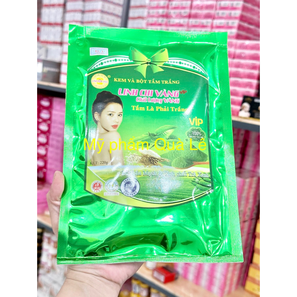 KEM VÀ BỘT TẮM TRẮNG DA BODY TRÀ XANH LINH CHI VÀNG TRẮNG DA TOÀN THÂN