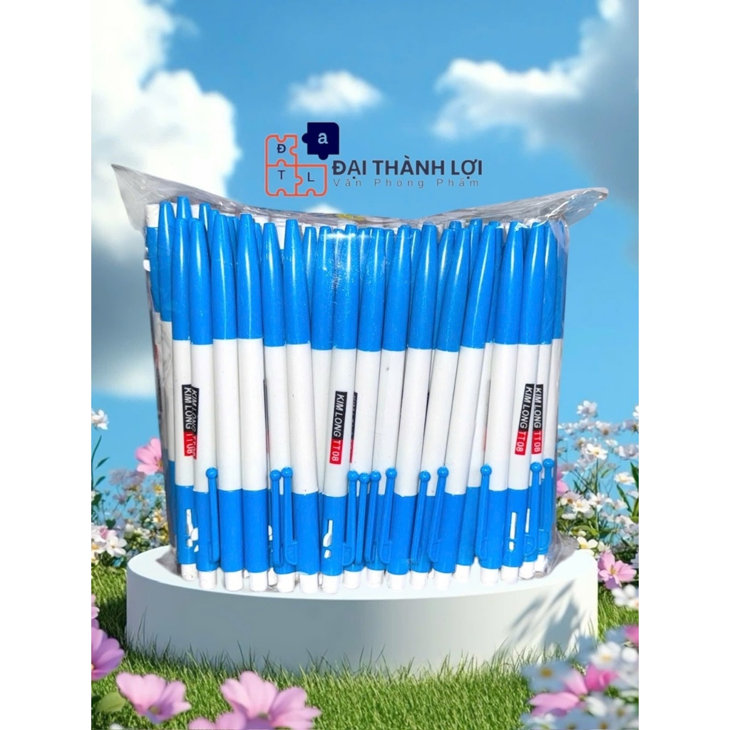 Combo 50/100 bút bi mực xanh Kim Long TT-08 - bút kim long - bút bi mực xanh - bút bi ngòi 0.8mm