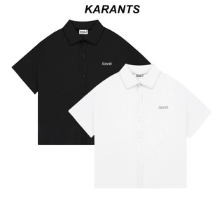  Áo Sơ Mi Trơn Logo KimLoại Karants Form Boxy Vải Cotton Lạnh Premium Nam Nữ Unisex - KR231 
