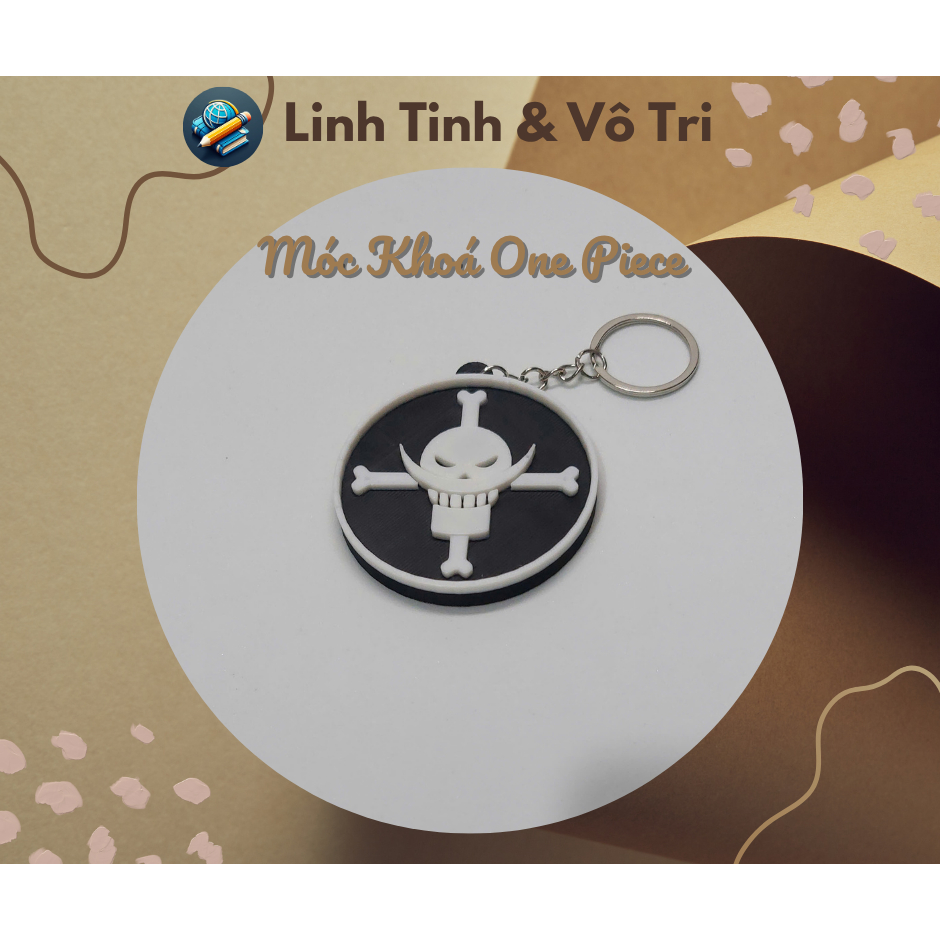 Móc khoá hình cờ ONE PIECE - RÂU TRẮNG - In nổi - Sản phẩm in 3D trang trí