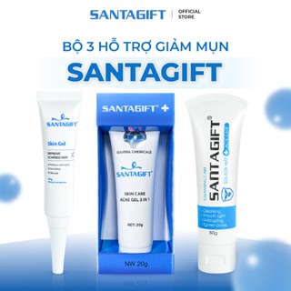 Combo 3 Sản Phẩm Giảm Mụn SANTAGIFT Dưỡng Ẩm, Làm Sáng Da, Thông Thoáng Lỗ Chân Lông - 1SRM 1GGM 1SGL