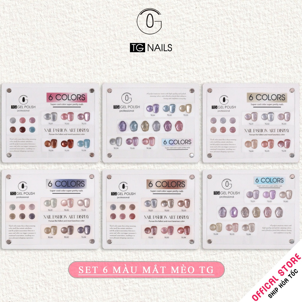 Set sơn gel 6 màu mắt mèo TG hiệu ứng ảo diệu