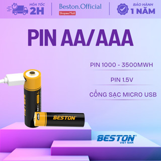 Pin sạc AAA/AA 1.5V cao cấp - Sạc trực tiếp bằng cổng Micro USB - (BẢO HÀNH 1 NĂM) -Beston